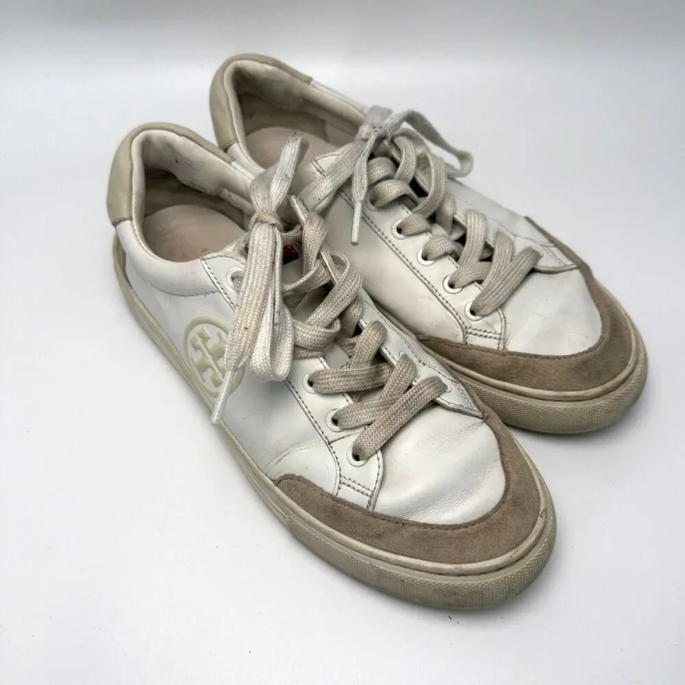 Tory‎ Burch Women's 7 Color Block Signature Logo Leather Sneaker Shoes